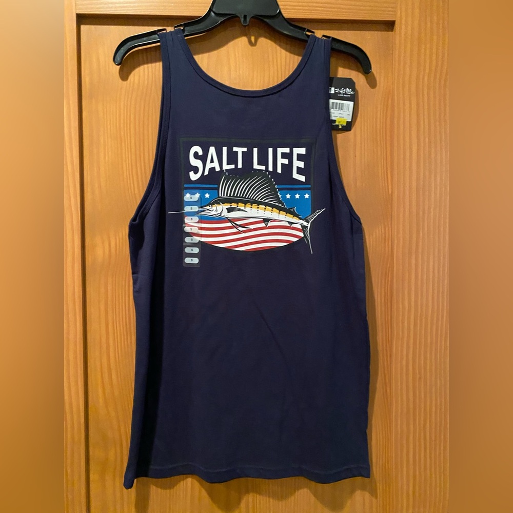 Salt Life Men’s Navy Blue Sail Fish Tank Top NWT Size S